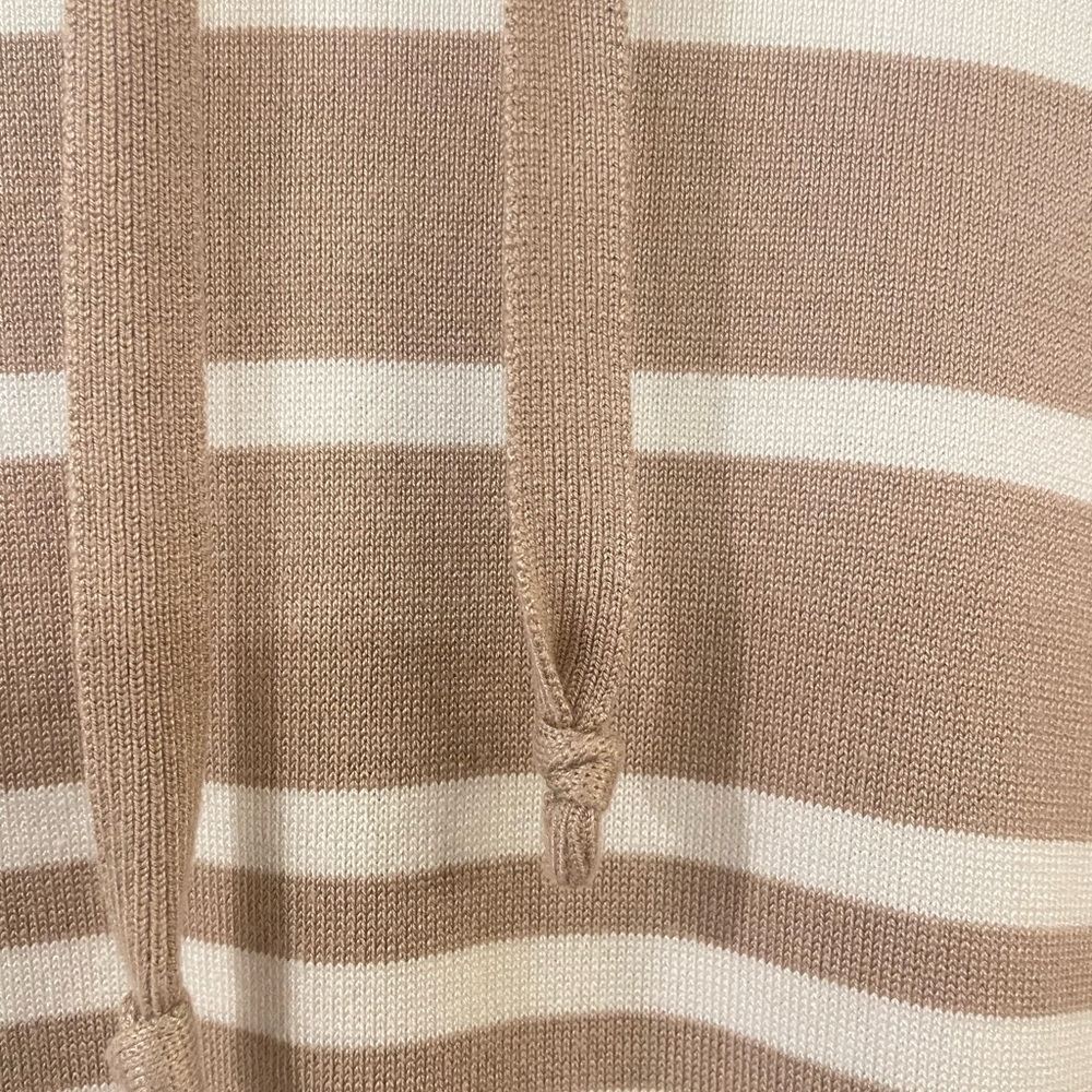 Sienna Sage Women's Taupe & White Striped  Nautical Hoodie Sweater in size xlg - Picture 6 of 8